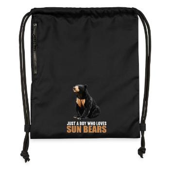 Sun Bear Malaienbär - Turnbeutel aus Recycling-Material - Schwarz - Vorne