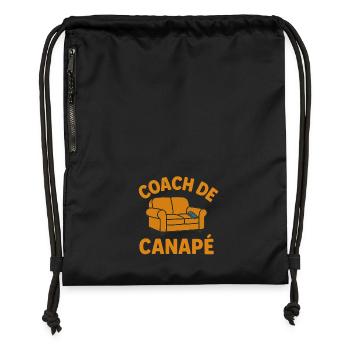Sofa Coach Humor Faultier Entspannung - Turnbeutel aus Recycling-Material - Schwarz - Vorne