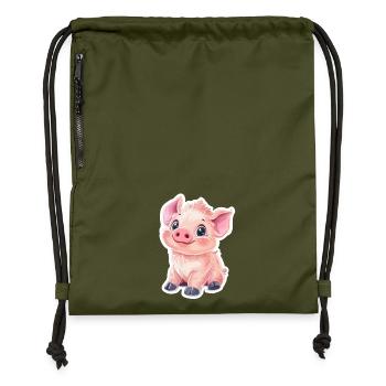 Porc Porcelet - Sac à cordon en polyester recyclé - military green - Devant