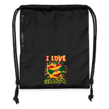 Artistic heart with Grenadana motif - Gymsac made from recycled material - black - Front