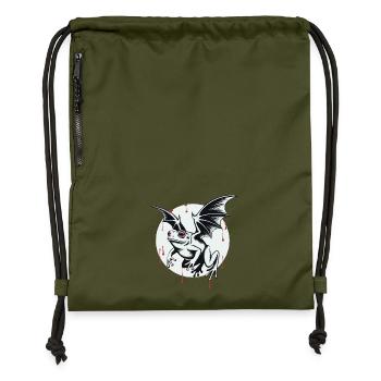 Vampiric bat frog in the shade - Gymsac made from recycled material - military green - Front