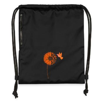 Motifs floraux avec colibri - Sac à cordon en polyester recyclé - noir - Devant