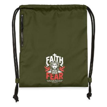 Faith Over Fear Christian Streetwear - Gymsac made from recycled material - military green - Front