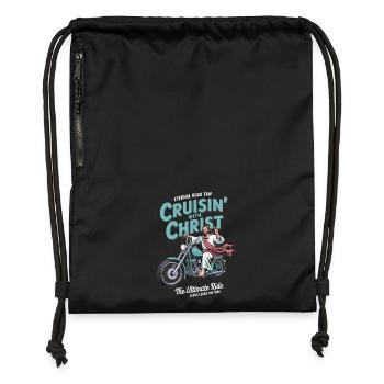 Cruisin' With Christ Motorcycle Christian - Gymsac made from recycled material - black - Front