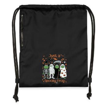 Grenouilles effrayantes avec des motifs d’Halloween - Sac à cordon en polyester recyclé - noir - Devant