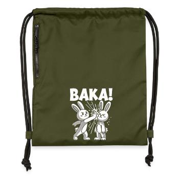 Get Out Unnecessary Social Contact Baka Anime - Gymsac made from recycled material - military green - Front