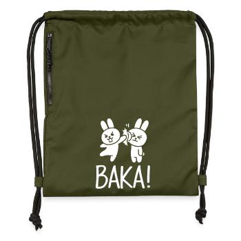 Get Out Unnecessary Social Contact Baka Anime - Gymsac made from recycled material - military green - Front