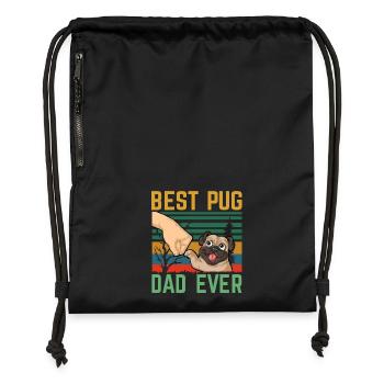 Bester Mops-Papa aller Zeiten - Turnbeutel aus Recycling-Material - Schwarz - Vorne