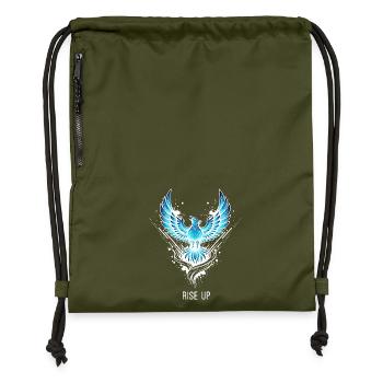 Rise Up Phoenix Glowing Fantasy Motif - Gymsac made from recycled material - military green - Front