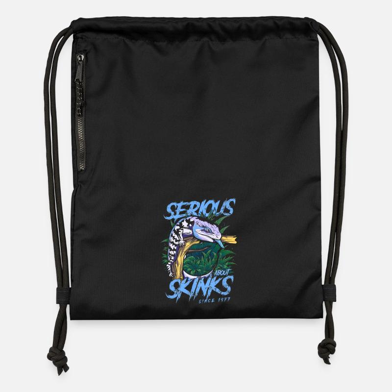 S’intéresse sérieusement aux scinques à langue bleue depuis 1977 - Sac à cordon en polyester recyclé - noir