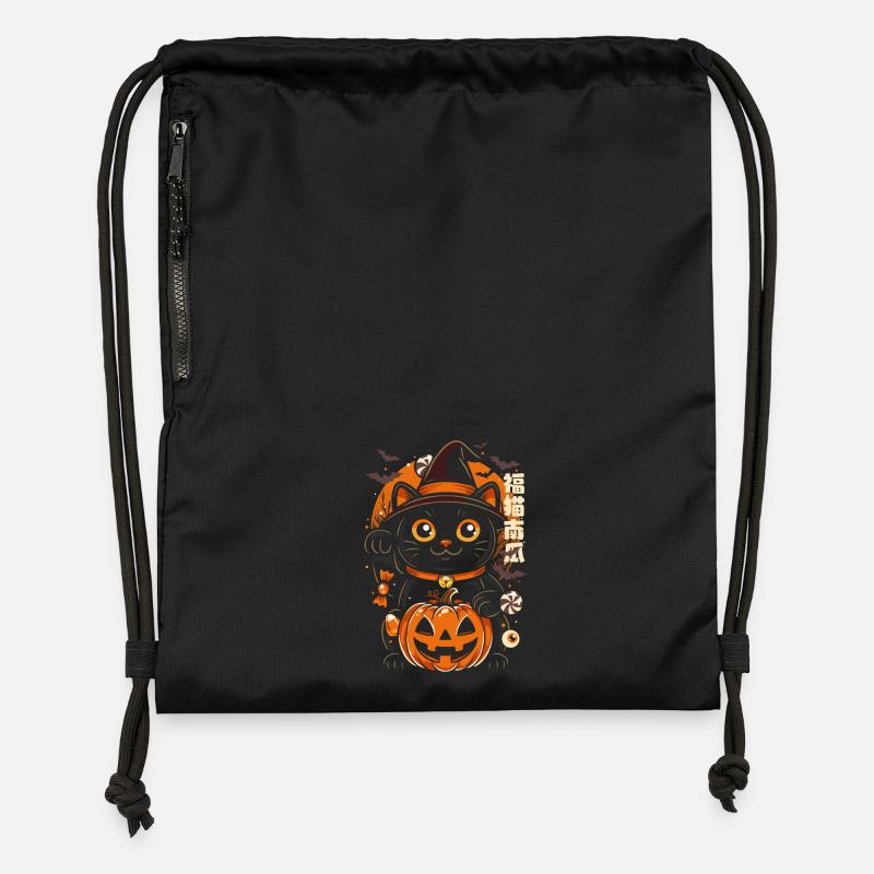 Night Cat Halloween Pumpkin Witch - Gymsac made from recycled material - black