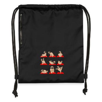 Mops Yoga Namaste Lustig - Turnbeutel aus Recycling-Material - Schwarz - Vorne