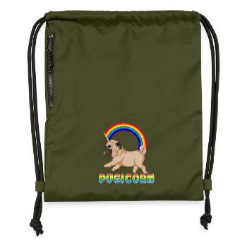 Mops Einhorn Pugicorn Lustiges T-Shirt - Turnbeutel aus Recycling-Material - military Green - Vorne