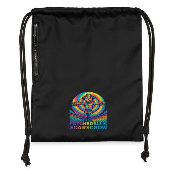 Psychedelische Vogelscheuche Trippy EDM Festival - Turnbeutel aus Recycling-Material - Schwarz - Vorne