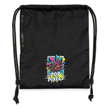 Pop Pixels Pop Culture Rétro Jeu vidéo - Sac à cordon en polyester recyclé - noir - Devant