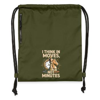 I think In moves, not in minutes Chess motif - Gymsac made from recycled material - military green - Front
