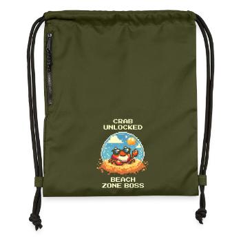 Krabbe freigeschaltet: Strandboss | Strand Krebs - Sac à cordon en polyester recyclé - military green - Devant
