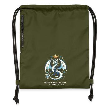 Bosskampf-Musik | Drache Pixel Art - Gymsac made from recycled material - military green - Front