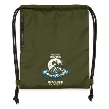 Aggro-Radius | Retro Drache Pixel Art - Turnbeutel aus Recycling-Material - military Green - Vorne