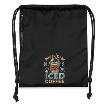 Powered by Iced Coffee - Gymsac made from recycled material - black - Front