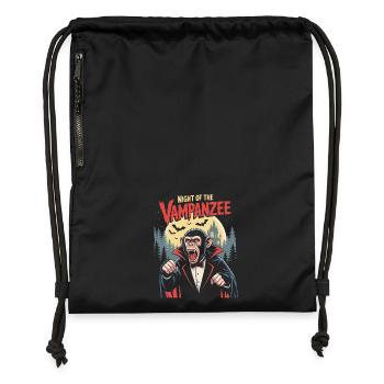 Nuit du Chimpanzé Vampanzee pour Halloween - Sac à cordon en polyester recyclé - noir - Devant