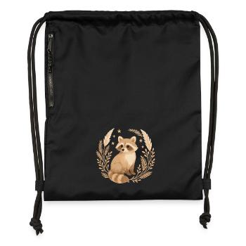 Boho Waschbär – Natur Design mit Sternen - Turnbeutel aus Recycling-Material - Schwarz - Vorne