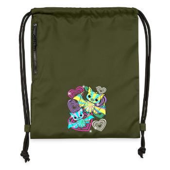 Chauves-souris rétro Halloween Enfants - Sac à cordon en polyester recyclé - military green - Devant