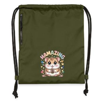 Hamazing Kawaii Hamster Samen Herzen - Turnbeutel aus Recycling-Material - military Green - Vorne