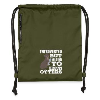 Sea Otter Cartoon Introvert - Gymsac made from recycled material - military green - Front