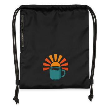 Kaffee Sonnenaufgang Morgen Kaffee Liebhaber Kunst - Turnbeutel aus Recycling-Material - Schwarz - Vorne