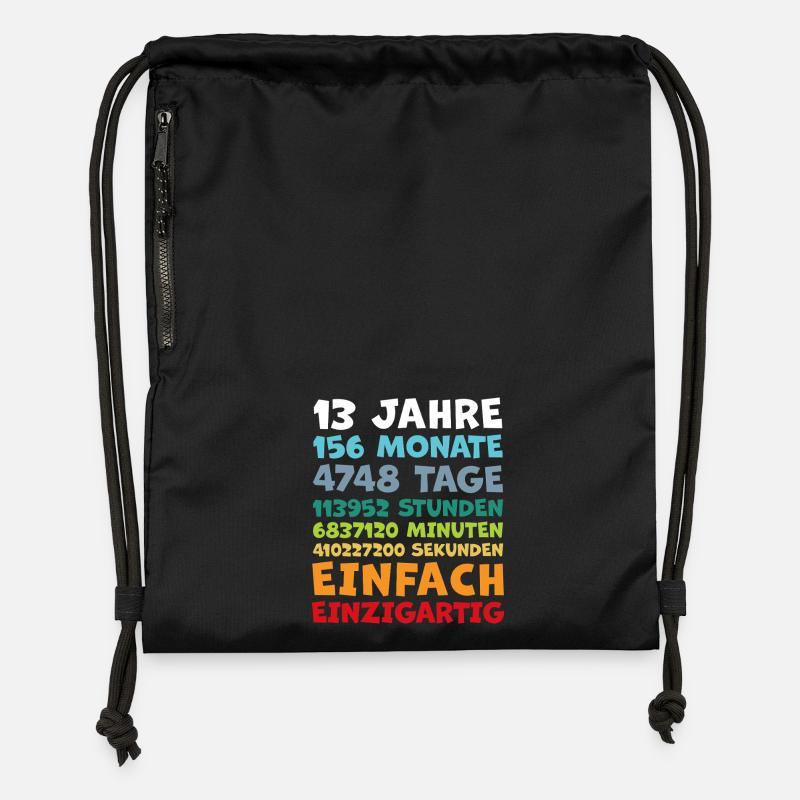 13 ans 156 mois 4749 jours 13 anniversaire drôle - Sac à cordon en polyester recyclé - noir