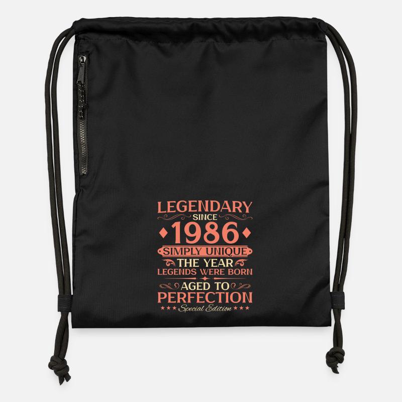 1986 Vintage Born Vintage - 40ème anniversaire - Sac à cordon en polyester recyclé - noir