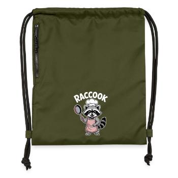 RACCOOK Waschbär Koch Cartoon Küche Humor - Turnbeutel aus Recycling-Material - military Green - Vorne