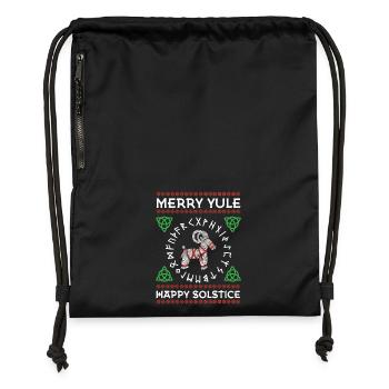 Merry Yule Happy Solstice Yuletide Christmas - Gymsac made from recycled material - military green - Front
