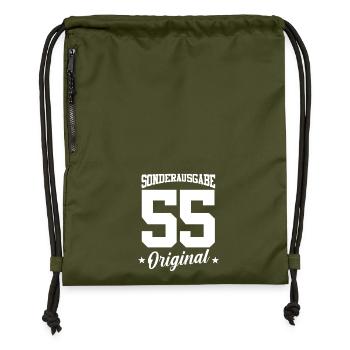 55 Geburtstag - Turnbeutel aus Recycling-Material - military Green - Vorne