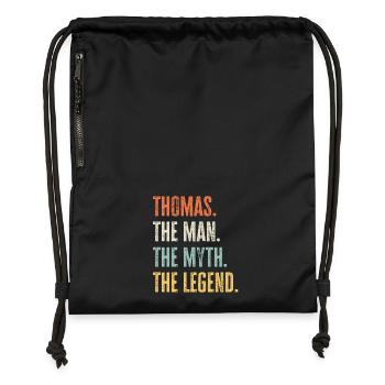 Thomas Man Mythe Légende Rétro Design Nom du cadeau - Sac à cordon en polyester recyclé - noir - Devant