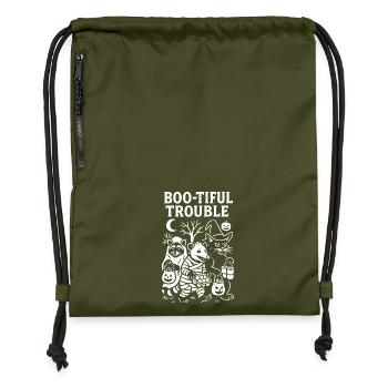 Boo-tiful Trouble Drôle Effrayant Mignon Design - Sac à cordon en polyester recyclé - military green - Devant