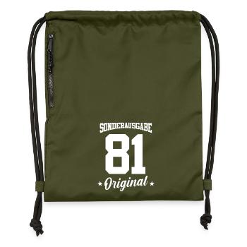 81 Geburtstag - Turnbeutel aus Recycling-Material - military Green - Vorne