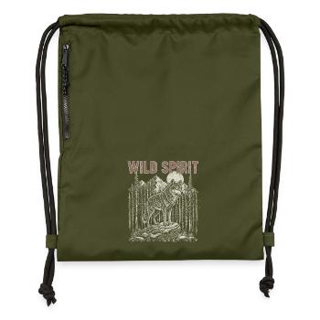 Wild Spirit Wolf Mondwald - Turnbeutel aus Recycling-Material - military Green - Vorne