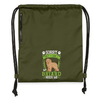Briard can't beat Berger de Brie - Gymsac made from recycled material - military green - Front