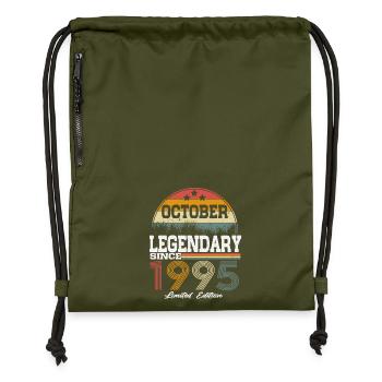 Legends were born in October 1995 - Gymsac made from recycled material - military green - Front