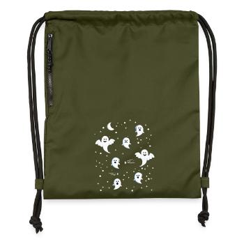 Ghosts Ghosts Night Sky Horror Halloween - Gymsac made from recycled material - military green - Front