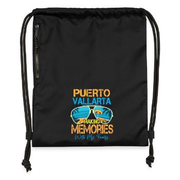 Puerto Vallarta crée des souvenirs - Sac à cordon en polyester recyclé - noir - Devant