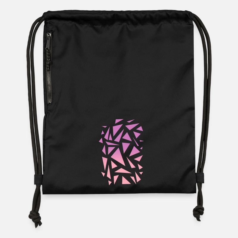 Triangle Pattern - Purple Pink - Gymsac made from recycled material - black