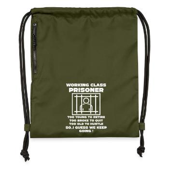 Lundi Trapped Work Drôle Tenue De Travail - Sac à cordon en polyester recyclé - military green - Devant