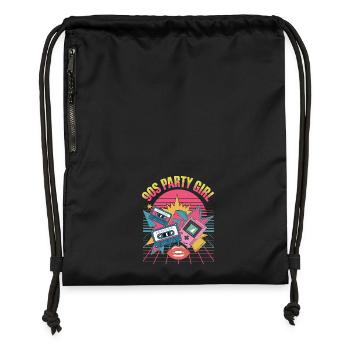 90s Party Girl Retro Cassette Style - Gymsac made from recycled material - black - Front