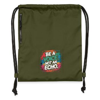 Be a Voice – Mutmacher Spruch im Retro Style - Turnbeutel aus Recycling-Material - military Green - Vorne