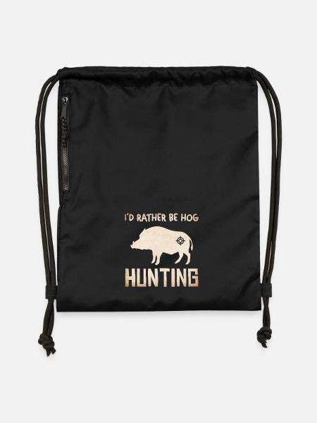 Wildschwein Jagd Silhouette - Turnbeutel aus Recycling-Material - Schwarz