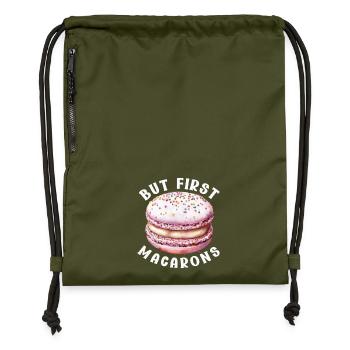 Macaron French Desserts - Gymsac made from recycled material - military green - Front