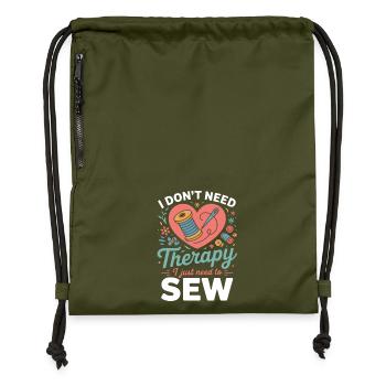 I Don't Need Therapy Sew Heart - Gymsac made from recycled material - military green - Front